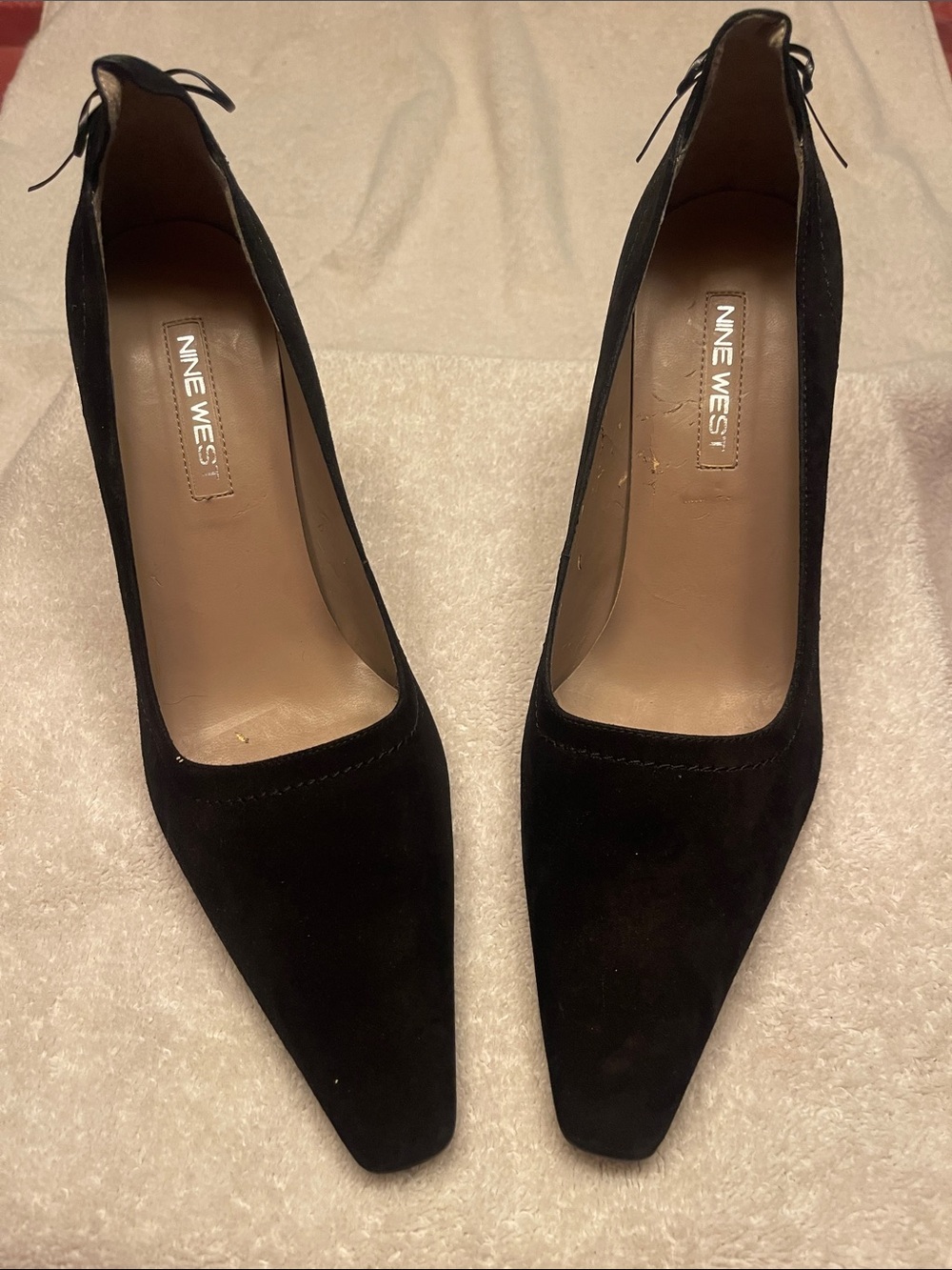 Nine West Black Suede Pointed Pumps with Ankle Tie